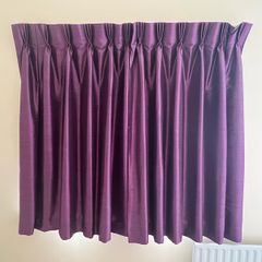 Plum Purple Blackout Lined Curtains 2 Matching Pairs with Pinch Pleats