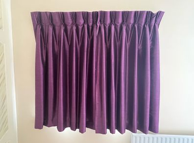 Plum Purple Blackout Lined Curtains 2 Matching Pairs with Pinch Pleats