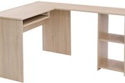 _L-shaped computer table, desk, corner desk with 2 shelves, 60 x 30 cm keyboard shelf, for the office and study, 140 x 120 x 75 cm, oak-colored