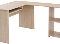 main image for ad _L-shaped computer table, desk, corner desk with 2 shelves, 60 x 30 cm keyboard shelf, for the office and study, 140 x 120 x 75 cm, oak-colored