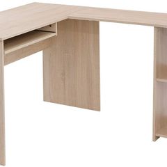 _L-shaped computer table, desk, corner desk with 2 shelves, 60 x 30 cm keyboard shelf, for the office and study, 140 x 120 x 75 cm, oak-colored