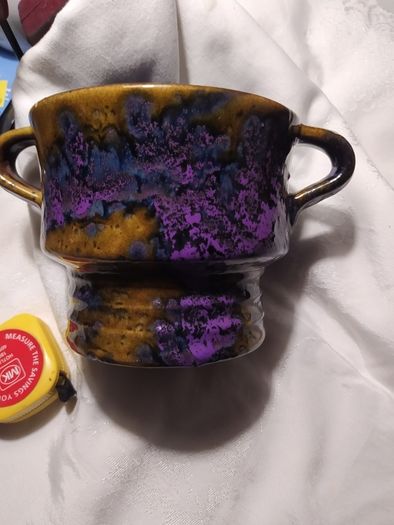 German Mid century unusual Glaze 2 handled ceramic