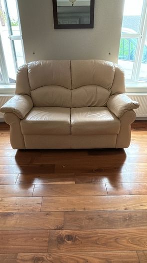 Free cream leather sofas & chair