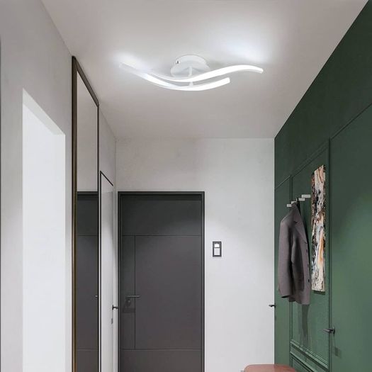 LED Ceiling Light, White Ceiling Lamp 18W, Creative Modern Fitting Ceiling Lighting Future for Living Room Kitchen Bedroom, Cold White Light 6500K, Long 52cm