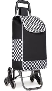 Folding Shopping Trolley Lightweight and Waterproof 2 in 1 Shopping Cart with 6 Large Noiseless Wheels Detachable Stair Climbing Cart for Groceries (FREE POSTAGE)