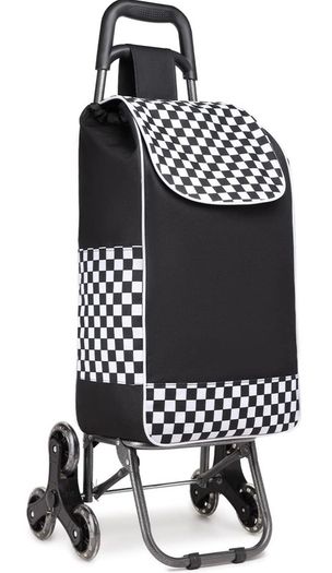 Folding Shopping Trolley Lightweight and Waterproof 2 in 1 Shopping Cart with 6 Large Noiseless Wheels Detachable Stair Climbing Cart for Groceries (FREE POSTAGE)