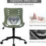 Office Chair Adjustable, Ergonomic Desk Chair Armless PU Leather Swivel Chairs with Wheels for Home Office Computer, Modern, Olive Green Image 4