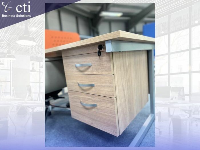 Urban Oak Office Desks With Fixed Drawers NEW