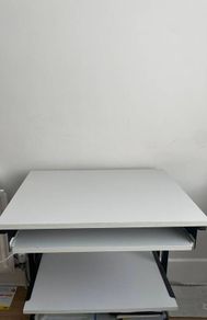Compact Computer Desk with Keyboard Tray & Wheels