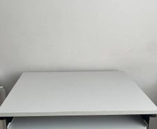 Compact Computer Desk with Keyboard Tray & Wheels