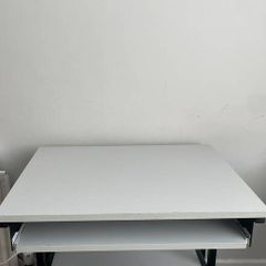 Compact Computer Desk with Keyboard Tray & Wheels