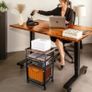 4-Tier Rolling File Cart | 2-Drawer Mobile Filing Cabinet & Printer Stand with Hanging Organizer - Dark Brown Image 9