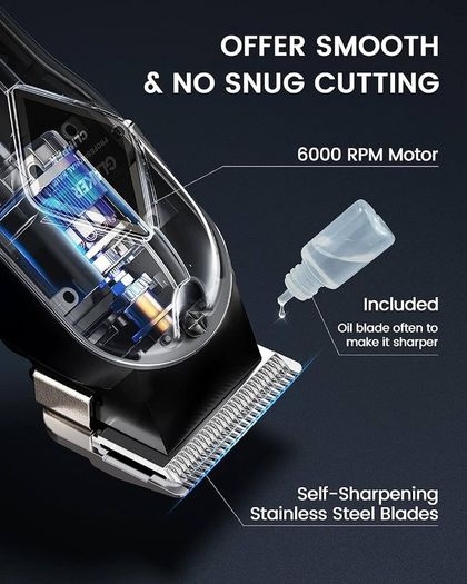 Hair Clippers for Men - Cordless Professional Barber Clipper Hair Cutting Kit with 15 Guide Combs for Haircut, Trimming & Grooming