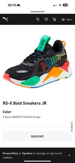 UK5 Puma RS-X Bold Jr - Black