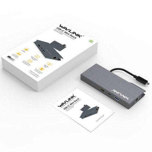 Wavlink USB 3.1 Type-C Mini Docking Station Power Delivery/HDMI UHD 4K/Card Reader/Gigabit Ethernet (Brand New/Warranty)