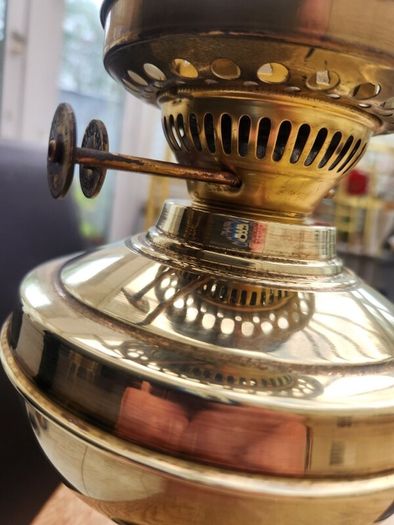 Brass duplex oil lamp . working and polished.