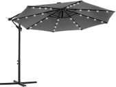 Parasol with LED Solar Lighting, Cantilever Garden Umbrella, 32 LED Lights with Stand, UV Protection up to UPF 50+ with Crank Handle for Garden Patio