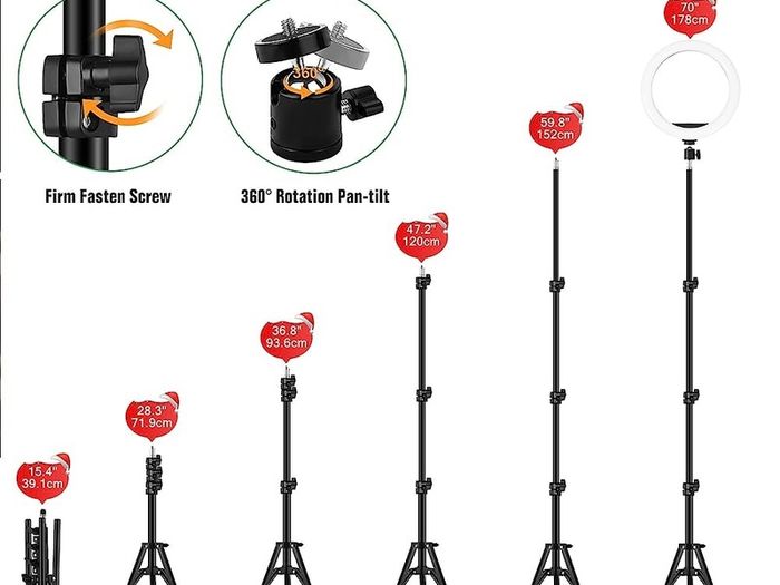 Light with Tripod Stand & Phone Holder - 10 inch Selfie LED Ringlight Dimmable Desktop Lamp 40 Colors RGB Tall Circle Light for Camera Makeup Video (FREE SHIPPING)