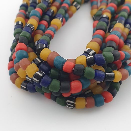 Antique African Style MultiColor 4 -5 mm Glass Beads Necklace Strand