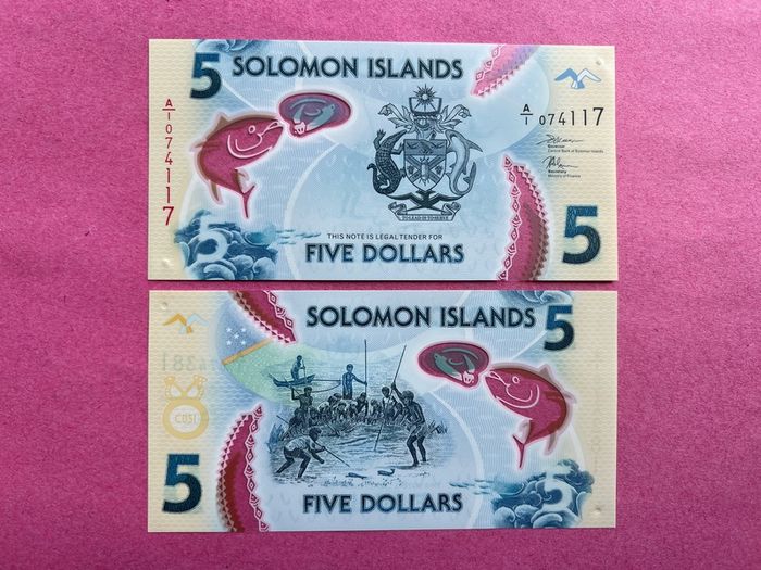 Solomon Islands  5 Dollars.polymer / Plastic 2019. Pick 32a. ( Uncirculated )