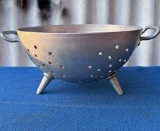 vintage Falconware footed sputnik atomic colander sieve