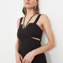 TRENDYOL Black Woven Cut Out Detail Side Split Maxi Size 14! Image 2
