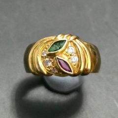 Emerald, Ruby and Diamond ring 18ct