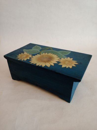 Vintage Hand Painted Wooden Box with Drawer