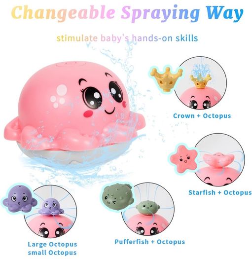 Baby Bath Toys, Octopus LED Automatic Spray Water Light Up Bath Tub Swimming Pool Toys Gifts for Toddlers 0-6 Months Kids