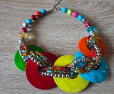 Bella Del Mar Colorful Mother of Pearl Shell Statement Necklace