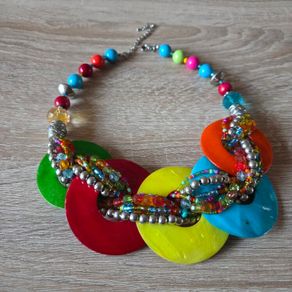 Bella Del Mar Colorful Mother of Pearl Shell Statement Necklace