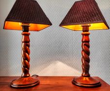 Pair of beautiful vintage wooden lamp