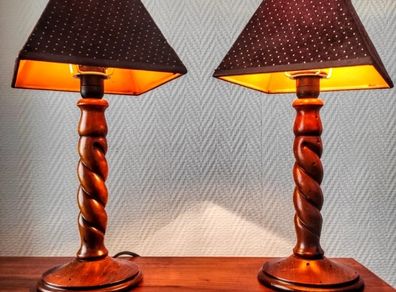 Pair of beautiful vintage wooden lamp
