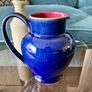 Denby Harlequin Jester Pitcher Cobalt Blue and Claret Stoneware Jug Posy Vase Image 3