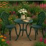 French Country Style Cast Aluminium Bistro Set Deep Forest Green Image 2
