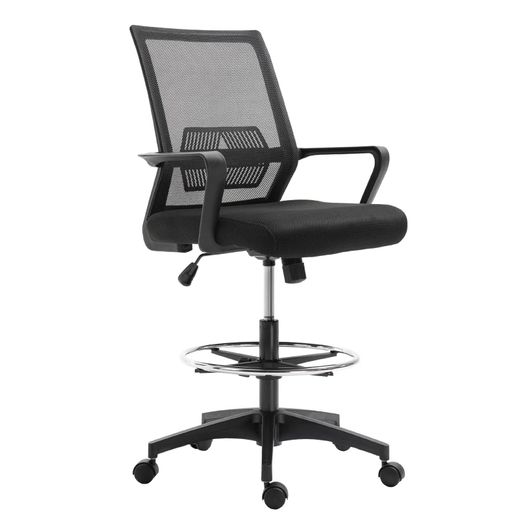 Drafting Chair Tall Office Chair Ergonomic Mesh Back with Adjustable Height and Footrest 360 Swivel, Black