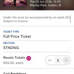 Lewis Capaldi x2 tickets marlay park