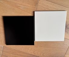 Black and off white (nacar) square tiles from 'Design Emporium'