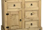 Corona 1 Door 4 Drawer Sideboard in Distressed Waxed Pine