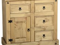 main image for ad Corona 1 Door 4 Drawer Sideboard in Distressed Waxed Pine