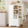 Kitchen Cupboard Tall Kitchen Cabinet Pantry Cupboard with 2 Doors Storage Free Standing Sideboard Storage Cabinet, 2 Drawers, Adjustable Shelves 60x40x120cm White Image 9