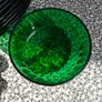 Arcoroc France "Diamant" 1970s  green glass collection, featuring a diamond-cut geometric pattern, one large bowl, 8 smaller ones, 9 green glass plates, 20th century Image 5