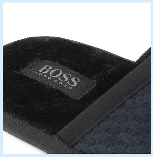 Boss Brand New Cosy Home Slippers - Leather, Dark Blue - Perfect Christmas gift