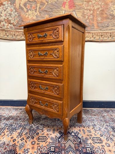 Vintage French Style Carved Oak Tallboy