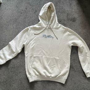 Men's White and Cream Hoodie