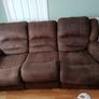 Brown fabric reclining sofa and armchair Image 4
