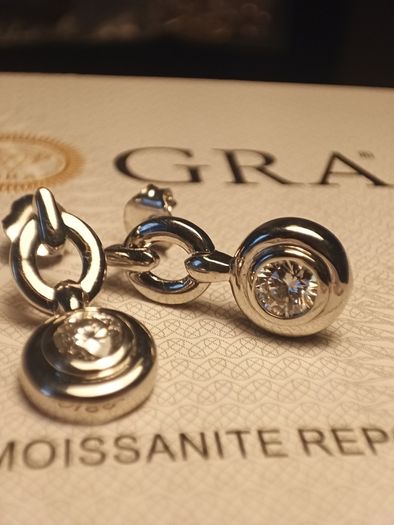 Rhodium Plated Sterling Silver Moissanite Drop Earrings