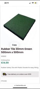 Rubber Tile 30mm Green 500mm x 500mm