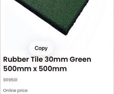 Rubber Tile 30mm Green 500mm x 500mm