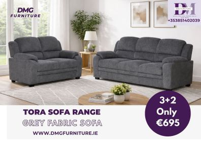 New 3+2 Grey Fabric Sofa On Sale